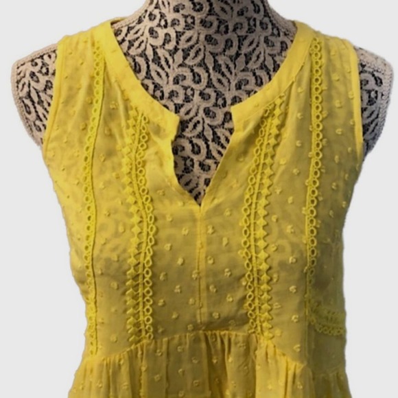 Merona Peplum Split Neck Blouse Yellow, EUC - Size XS - Picture 2 of 4